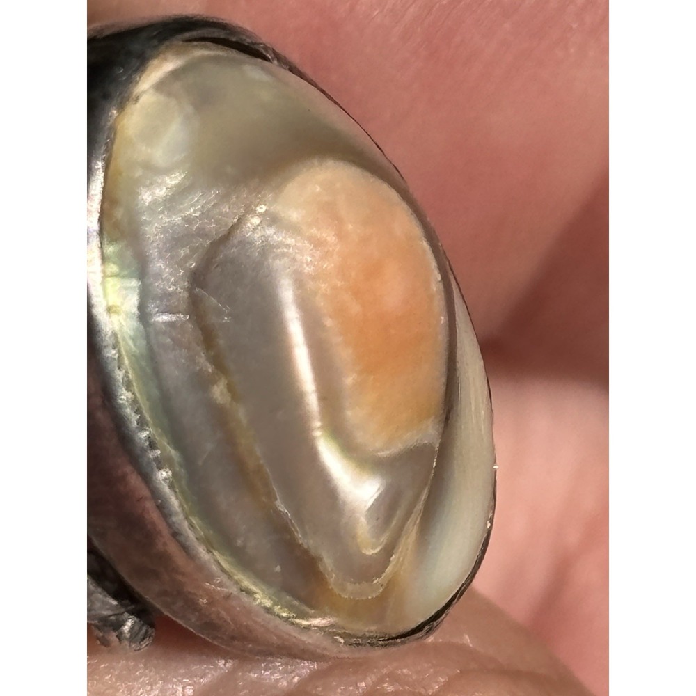 Antique Art Deco Sterling Blister Pearl Ring Size 7 - Picture 6 of 9